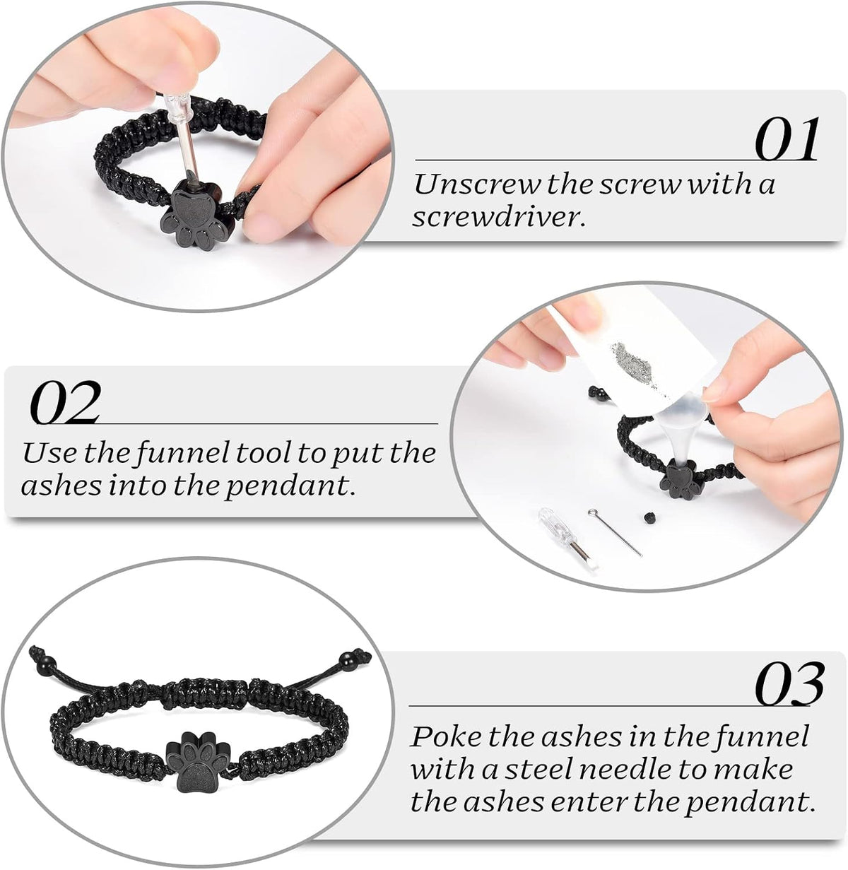 Side profile of dog paw cremation pendant clasp