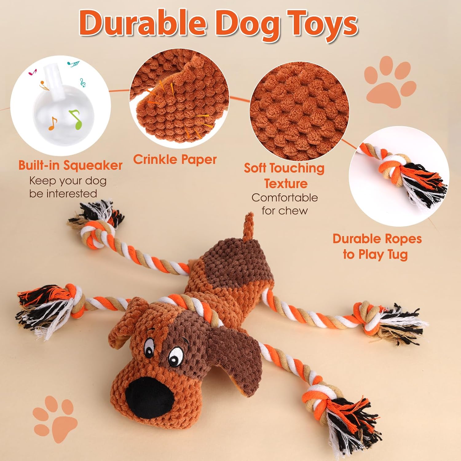 Durable plush chew toy showing reinforced stitching and pineapple velvet fabric.