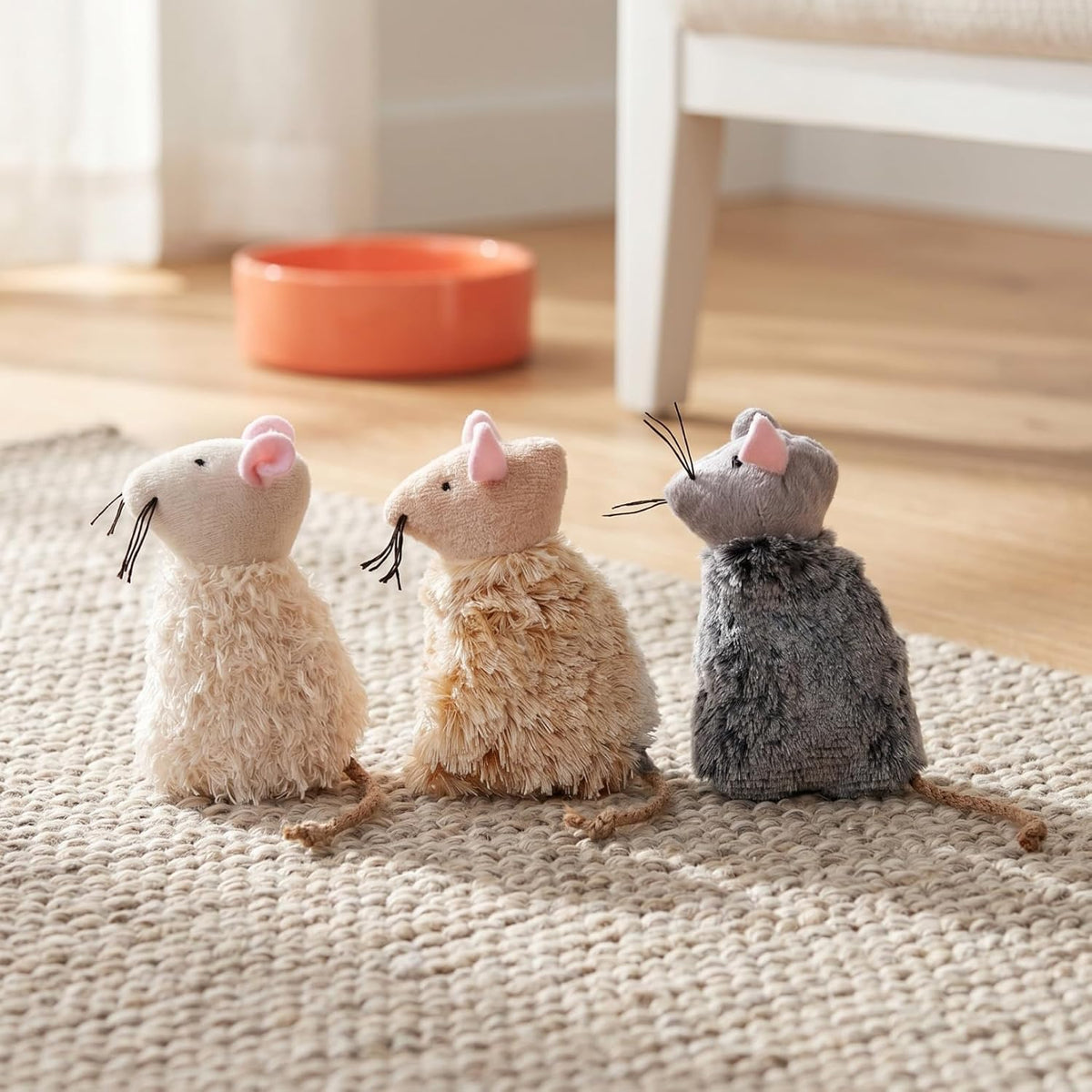 Three cartoon plush mouse toys by Ipetboom in assorted random colors.