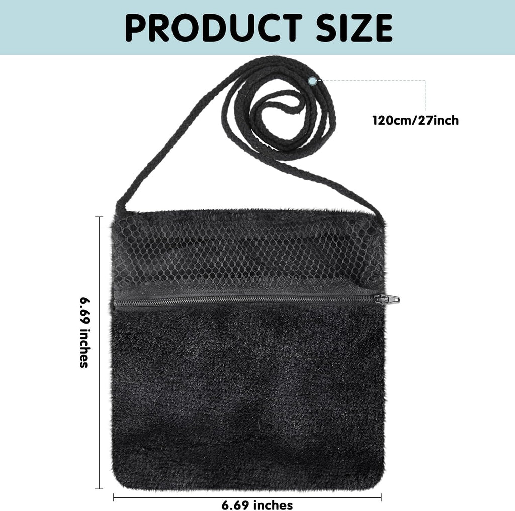 Sweetude 2 Pcs Sugar Glider Pouch Breathable Carrying Bonding Pouch Soft Hamster Carrier with Strap Zipper Small Animal Travel Sleeping Bag Cage Accessories for Rat Reptile Other Small Pets(Black) - Image 3