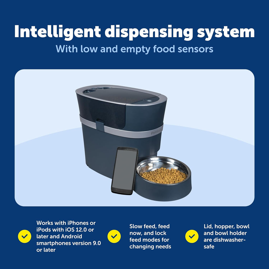 PetSafe electronic pet feeder battery backup compartment located on the bottom base.