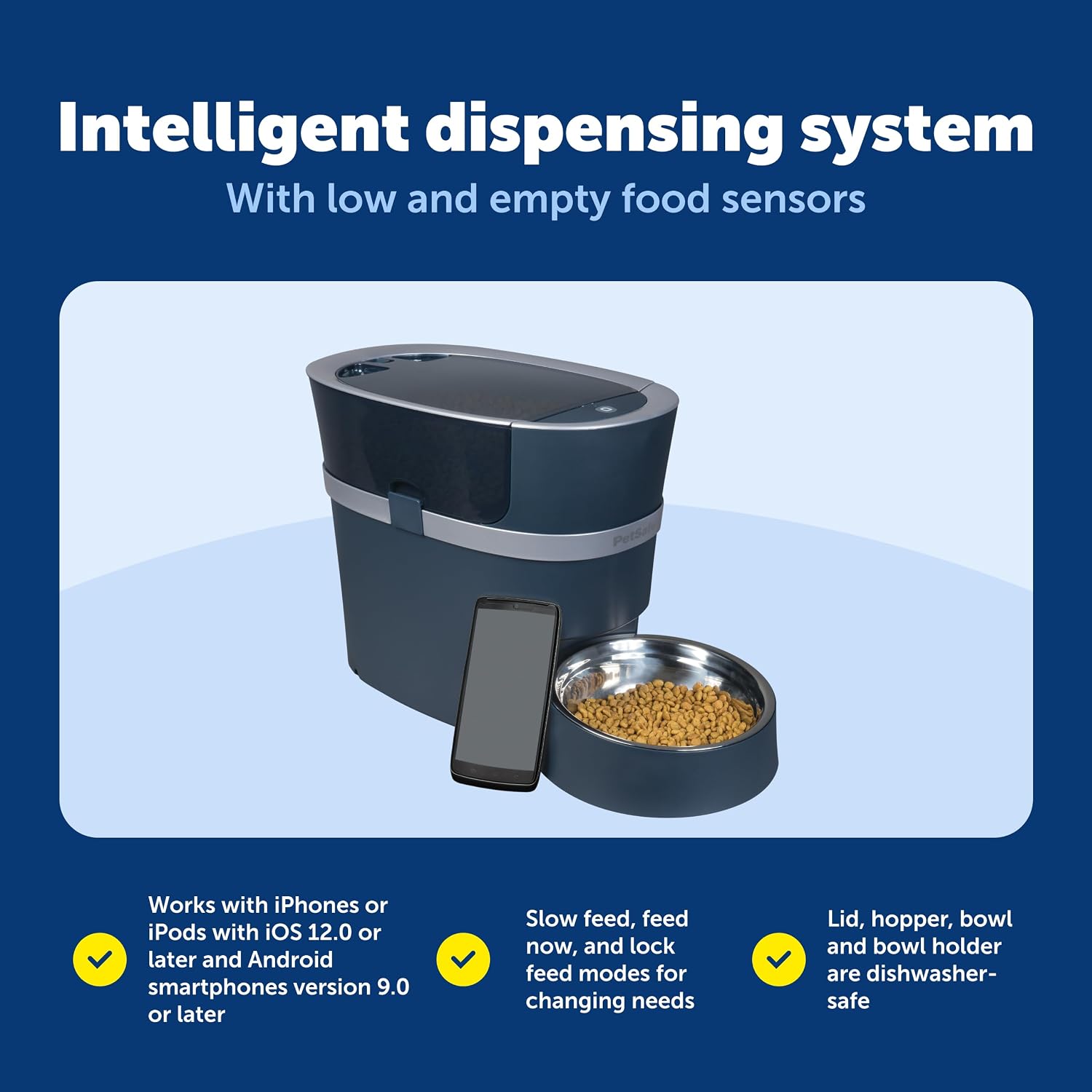 PetSafe electronic pet feeder battery backup compartment located on the bottom base.