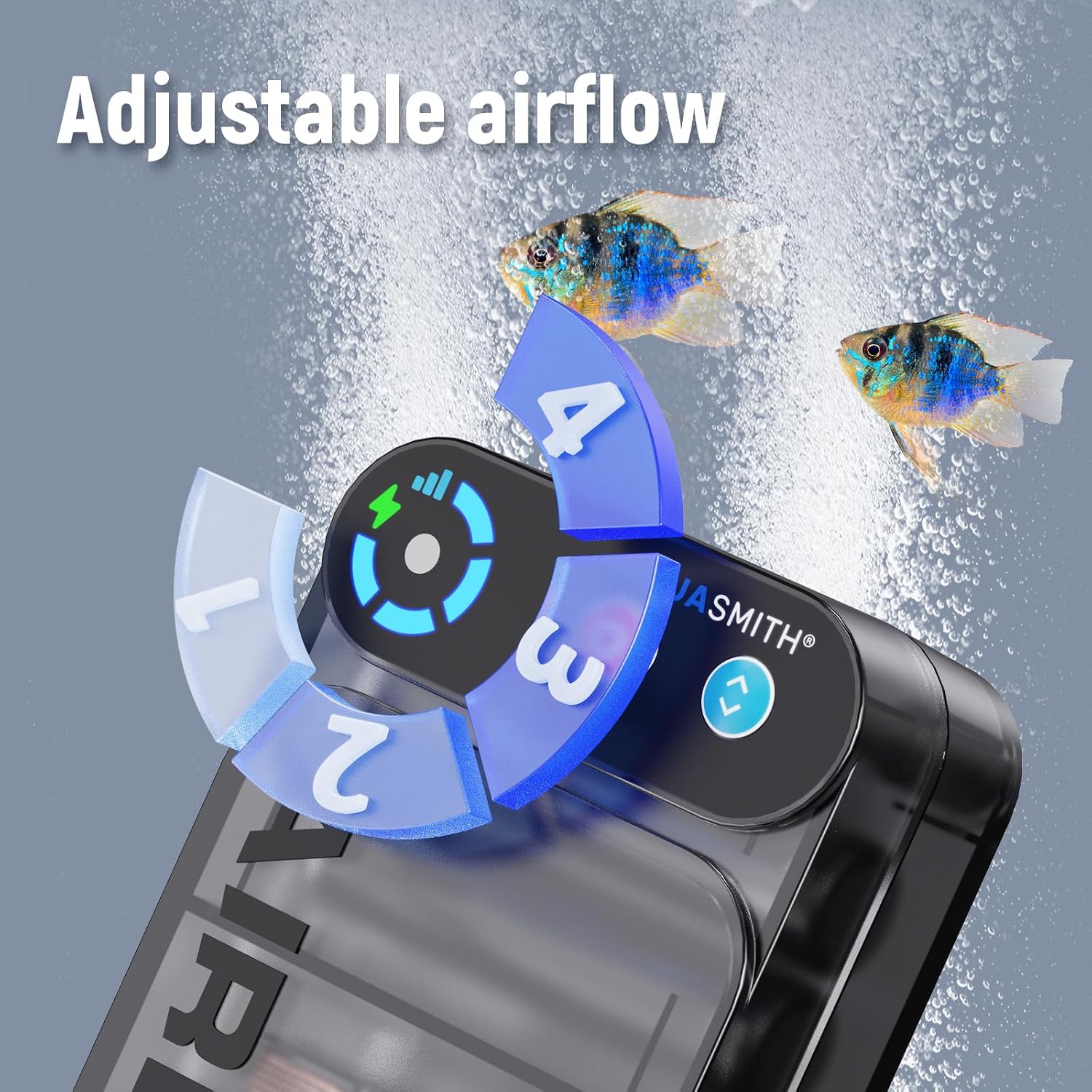 Side profile of Aquasmith 4000mAh fishing air pump