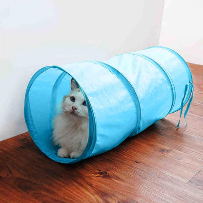 iCAGY sky blue cat tunnel interior view with tear resistant frame