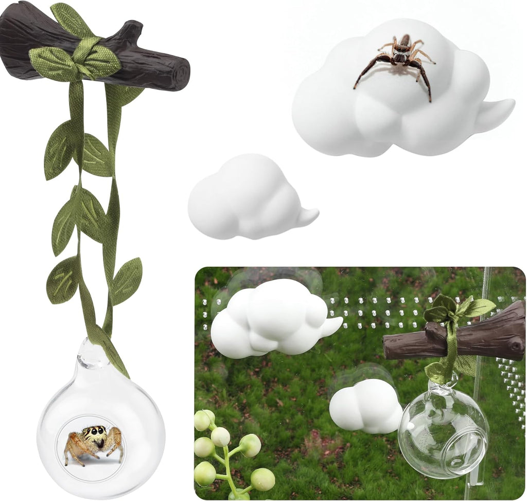4 Pcs Jumping Spider Accessories Glass Ball Habitat Cloud Platform Ledges Jumping Spider Hide for Decorating Jumping Spider Enclosure Climbing & Exploration - Image 1