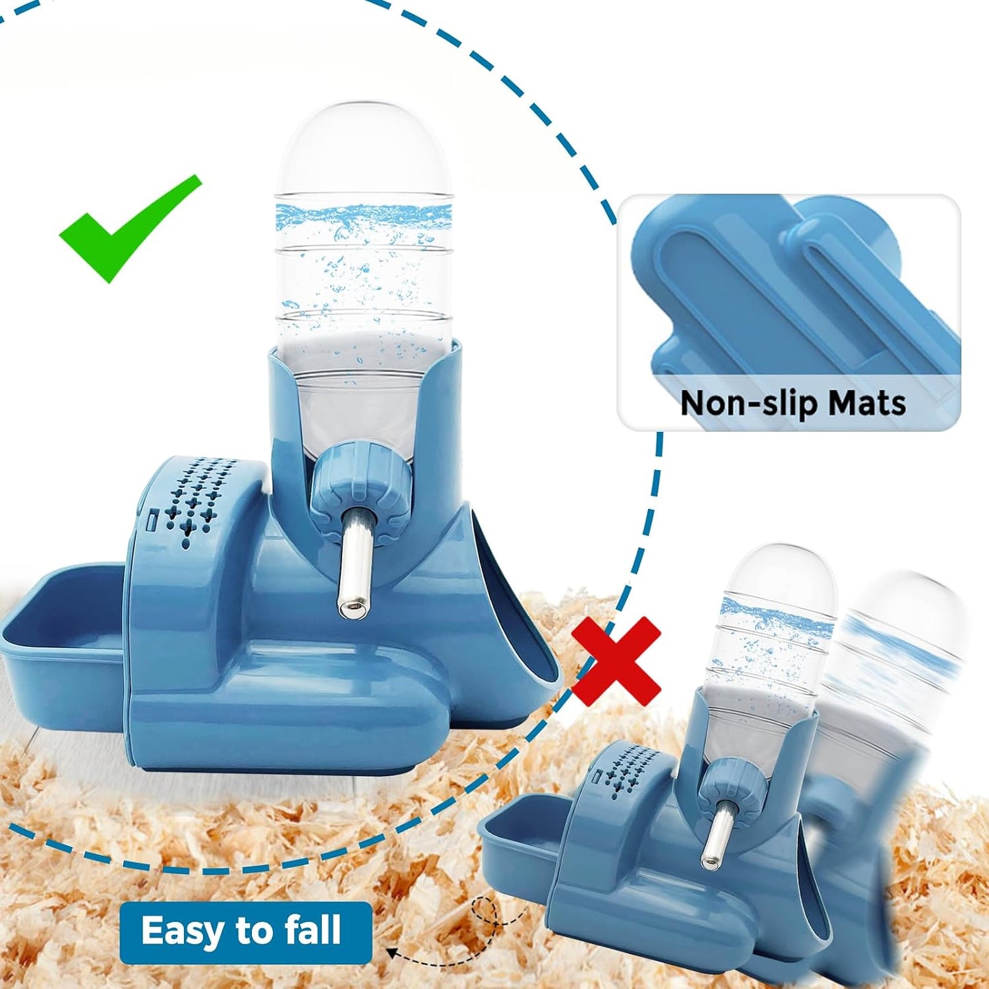 VANNON 3 in 1 Hamster Water Bottle No Drip Small Animal Water Bottle Automatic Bottle Dispenser with Food Container Base Hut and Hideout Base 4oz/120ml,Leekproof, BPA Free - Image 5