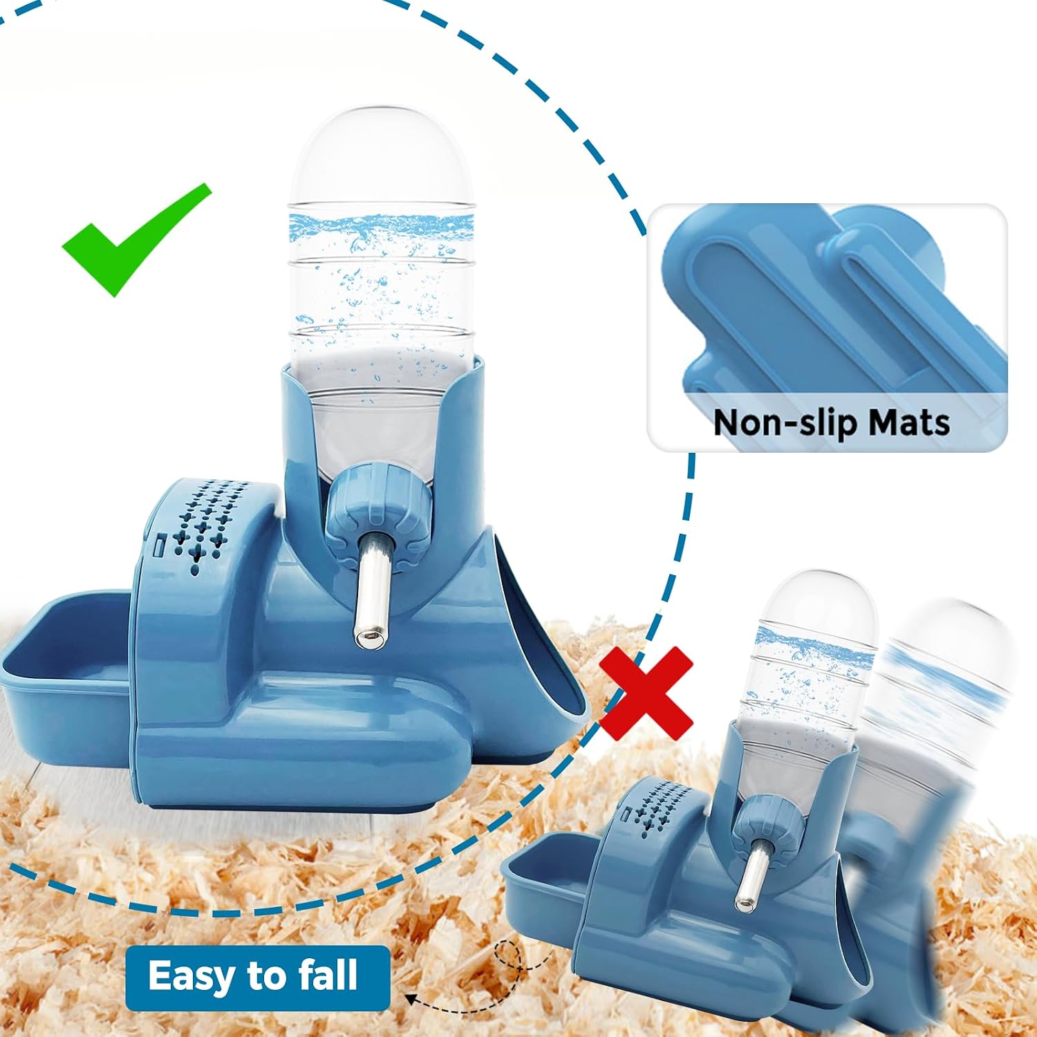VANNON 3 in 1 Hamster Water Bottle No Drip Small Animal Water Bottle Automatic Bottle Dispenser with Food Container Base Hut and Hideout Base 4oz/120ml,Leekproof, BPA Free - Image 5