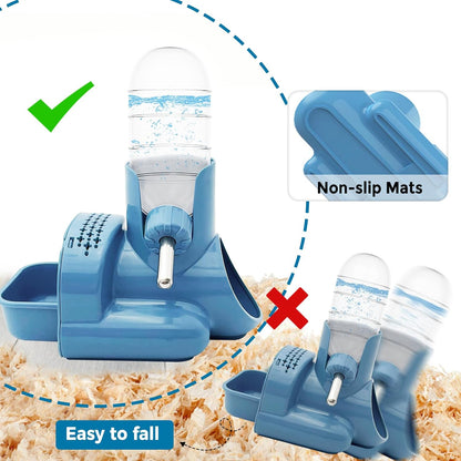 VANNON 3 in 1 Hamster Water Bottle No Drip Small Animal Water Bottle Automatic Bottle Dispenser with Food Container Base Hut and Hideout Base 4oz/120ml,Leekproof, BPA Free - Image 5