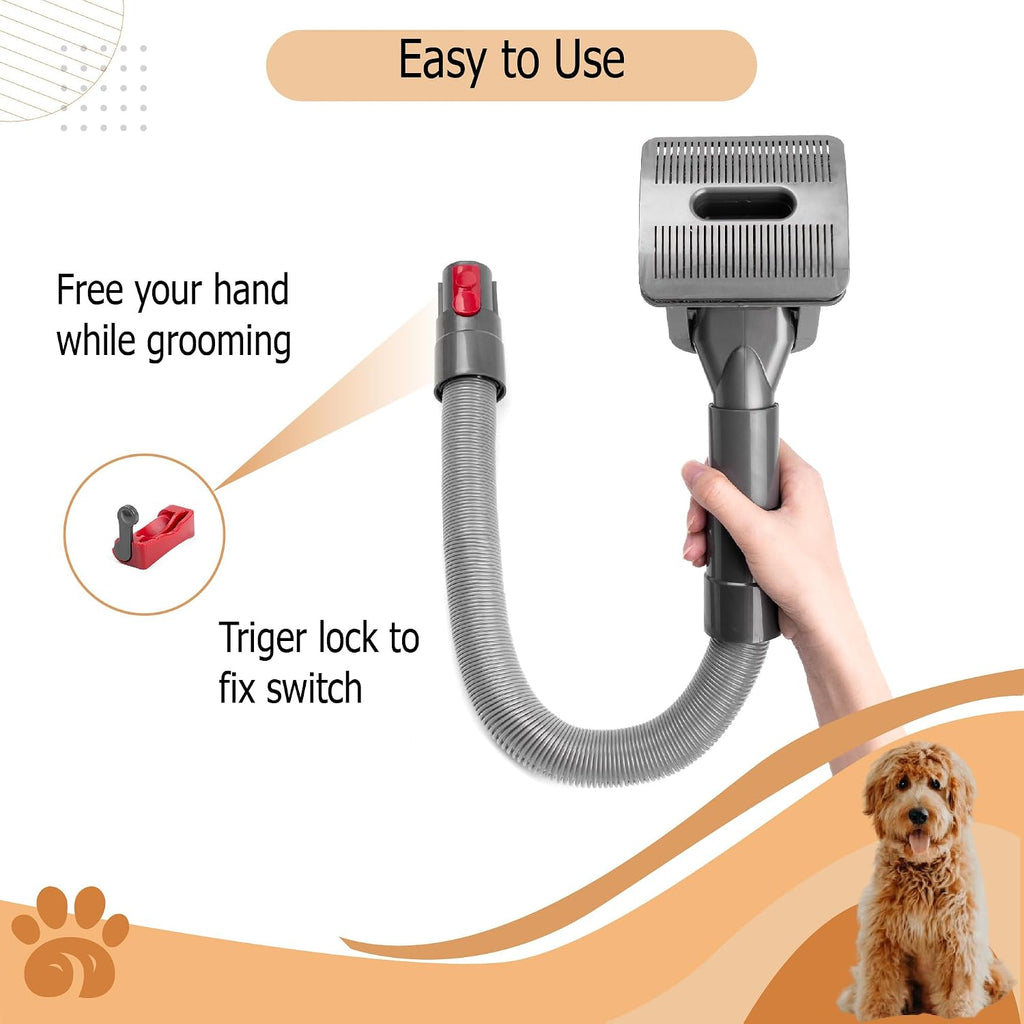 Vacuum assisted pet hair removal tool showing connector