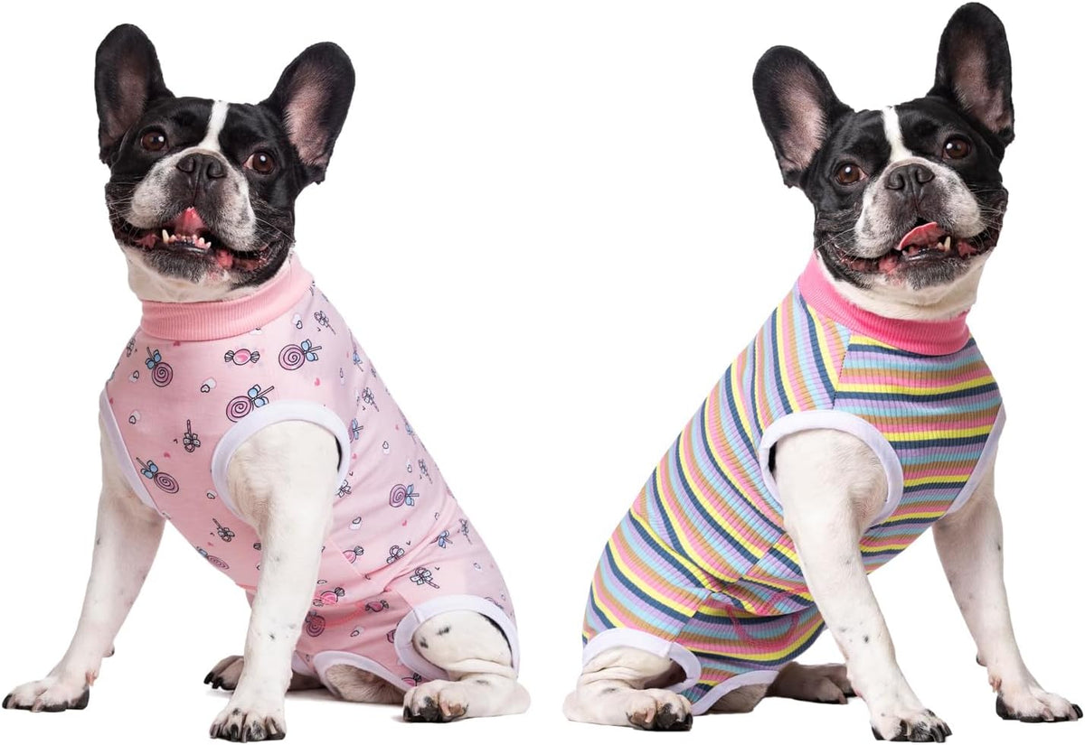 2 Packs Pet Dog Recovery Onesie Suit for Dogs Cats After Surgery,Dog Abdominal Wounds Bandages Cone E-Collar Alternative. (White Flower, M) - Image 11