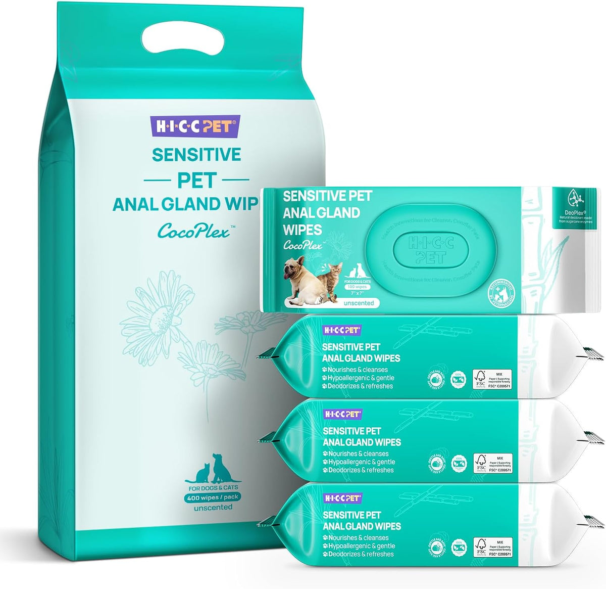 HICC PET Wipes for Dogs & Cats, Vet Recommended Cleaning Deodorizing & Soothing Allergy Infections Anal Gland Wipes, Hydrating & Nourish Fur Dog Grooming Wipes for Paw, Butt, Body-Hypoallergenic - Image 12