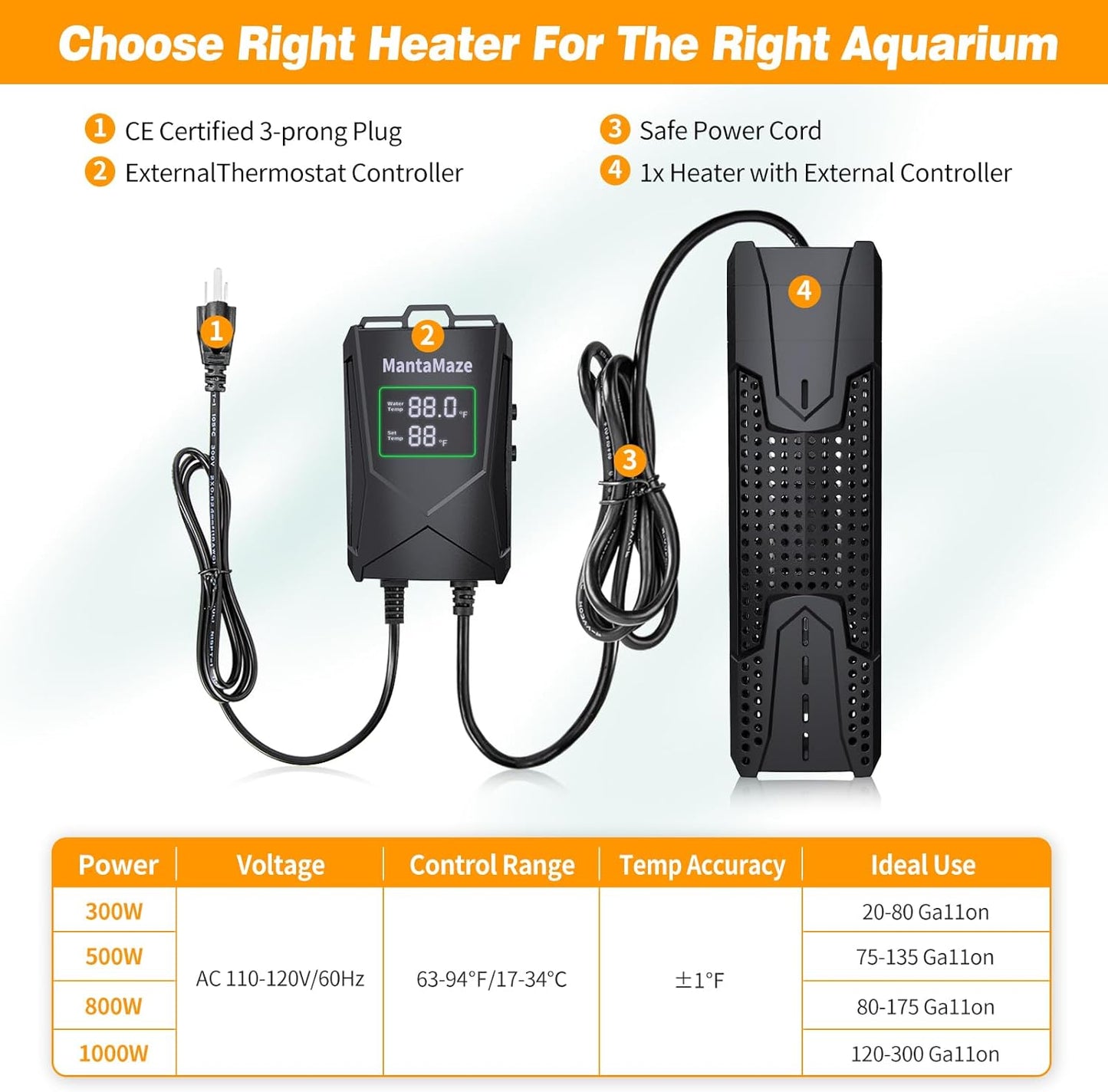 MantaMaze heater submerged in freshwater fish tank