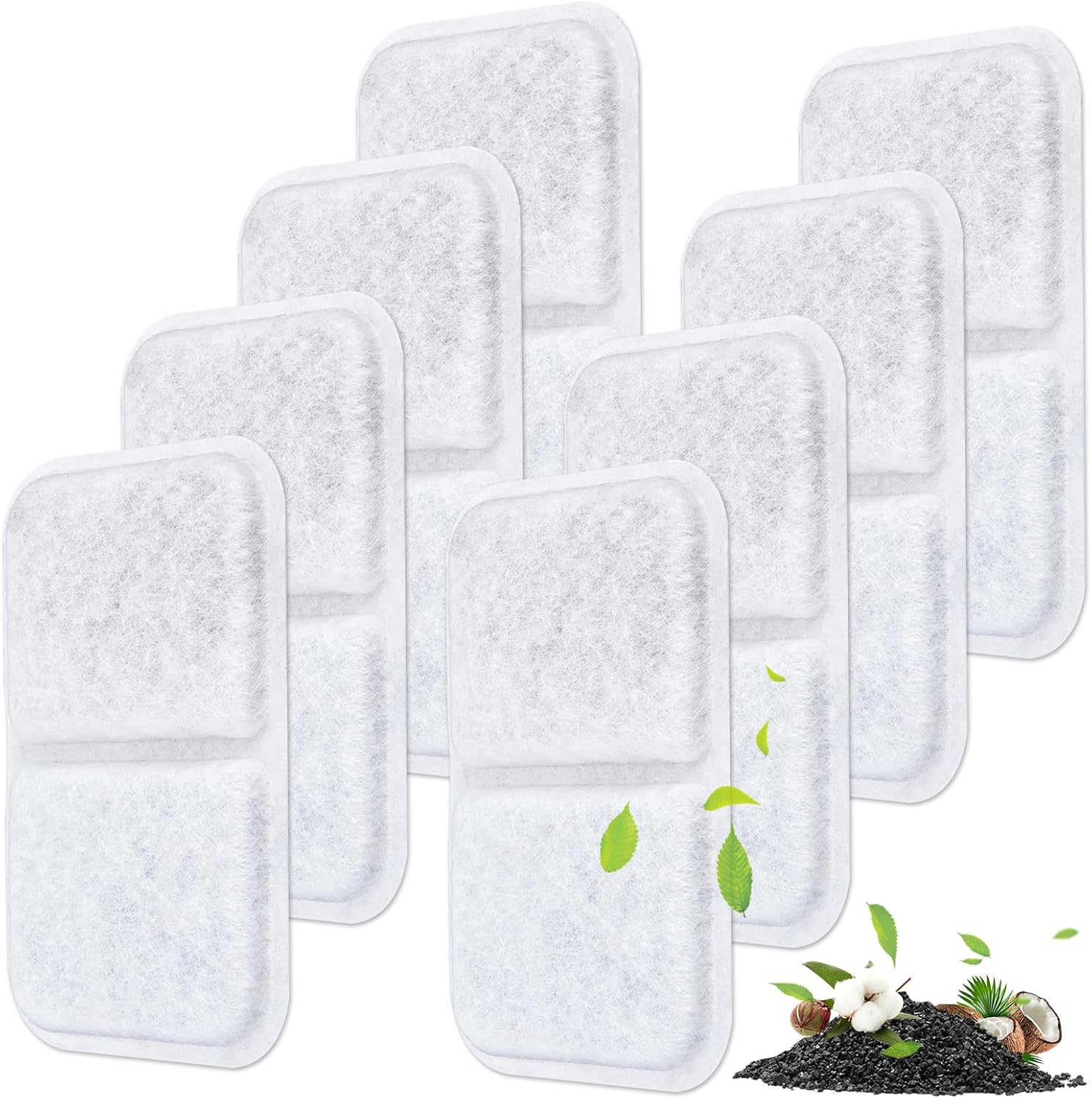 MyfatBOSS cat litter box replacement filters 8 pack front view showing the dual action filtration material.