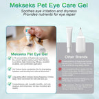 Packaging of Mekseks pet eye care drops detailing taurine and herbal extract ingredients