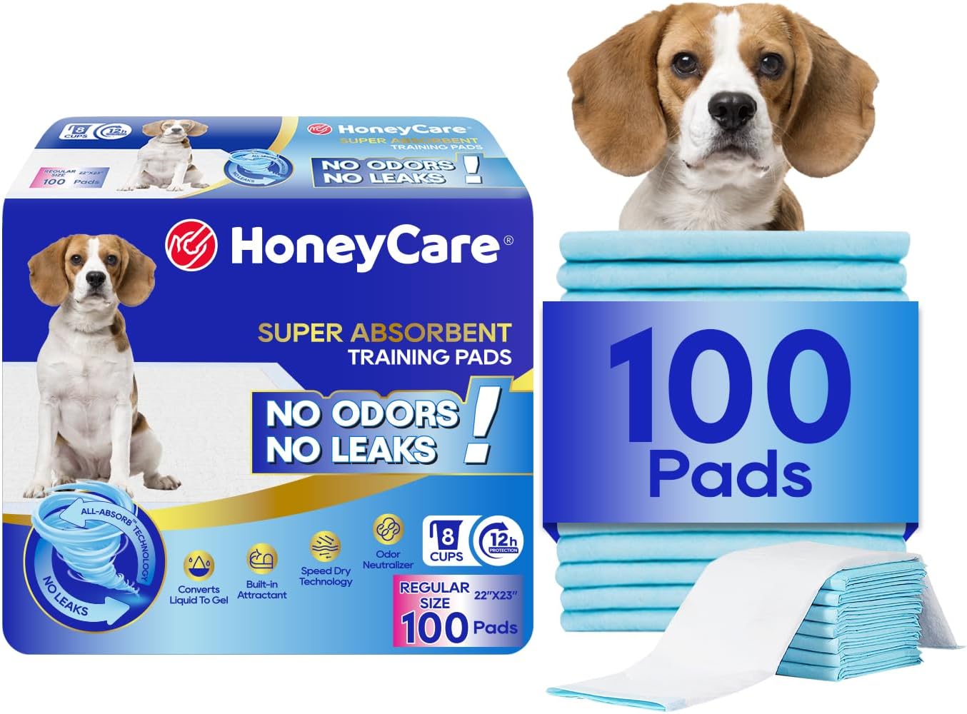 Honey Care All-Absorb, Small 17.5" x 23.5", 120 Count, Dog and Puppy Training Pads, Ultra Absorbent and Odor Eliminating, Leak-Proof 5-Layer Potty Training Pads with Quick-Dry Surface, Blue, A05 - Image 13