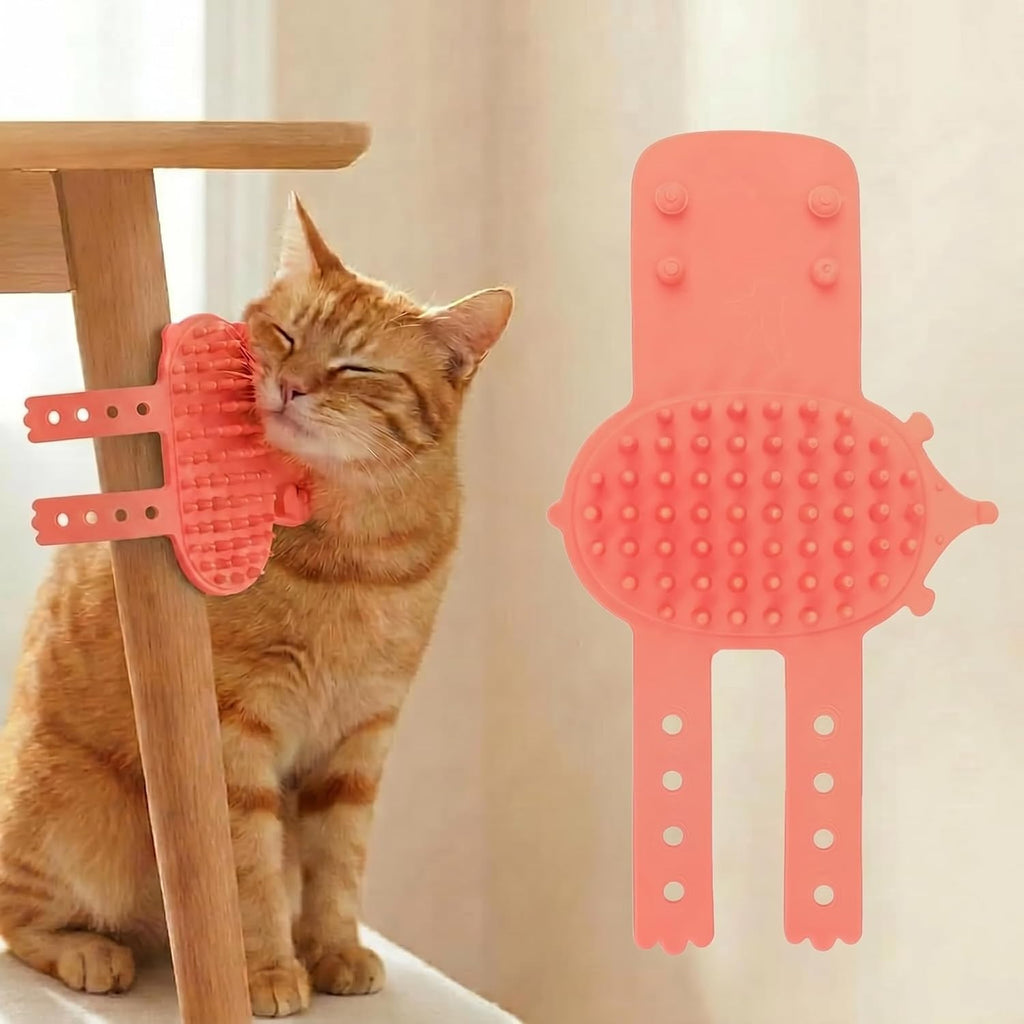 1pc Cat Self Groomer, Silicone Soft Wall Corner Massage Brush with Adjustable Straps, Interactive Scratcher Comb for Indoor Cats & Kittens, Table Leg & Cage Furniture Protector (Pink) - Image 13