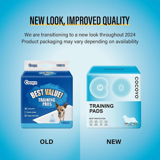 COCOYO puppy pee pads unfolded showing the white and blue 22 by 22 inch design