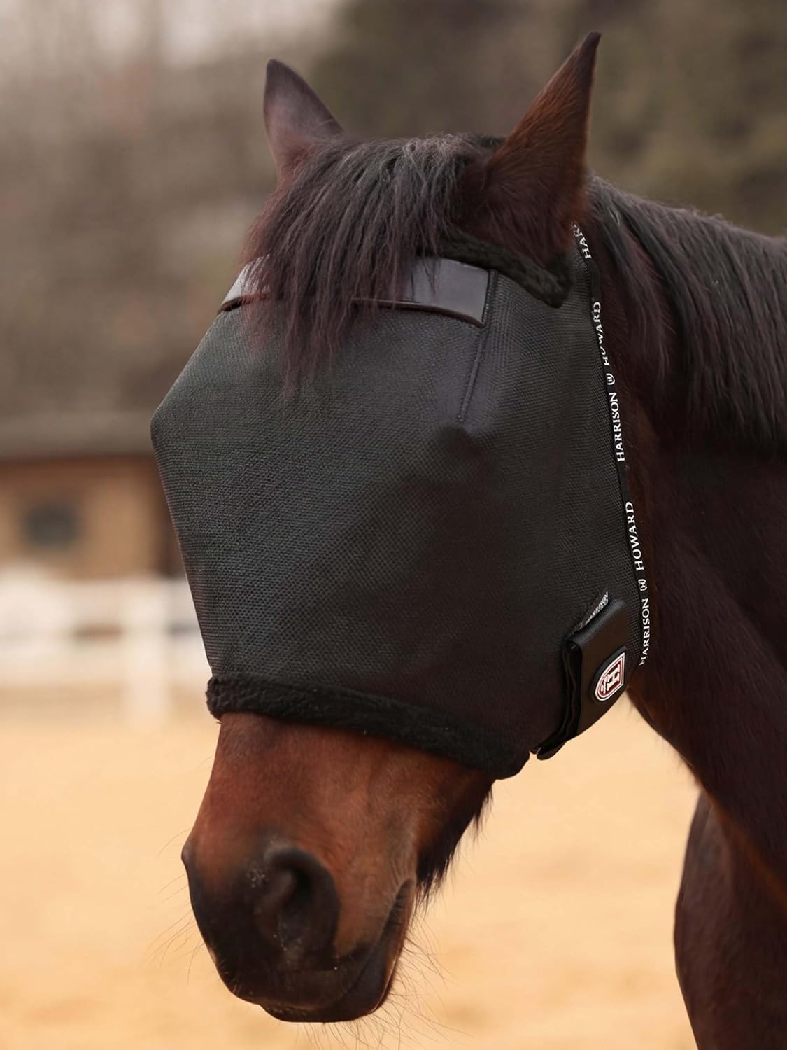 Harrison Howard Reinforced Horse Fly Mask with Mirror PVC Brow Support, Enhanced Eye Space, UV Protection Purple M - Image 9