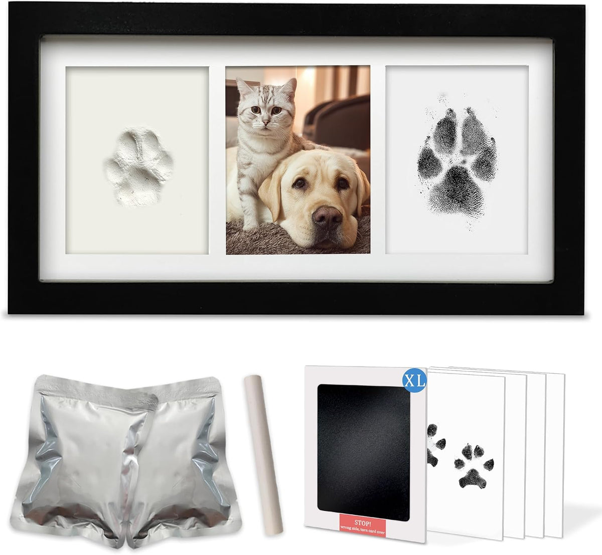 MYPAWLETS Dog Cat Paw Print Kit,Ink&Clay Pawprint Keepsake Frame (Espresso) - Image 8