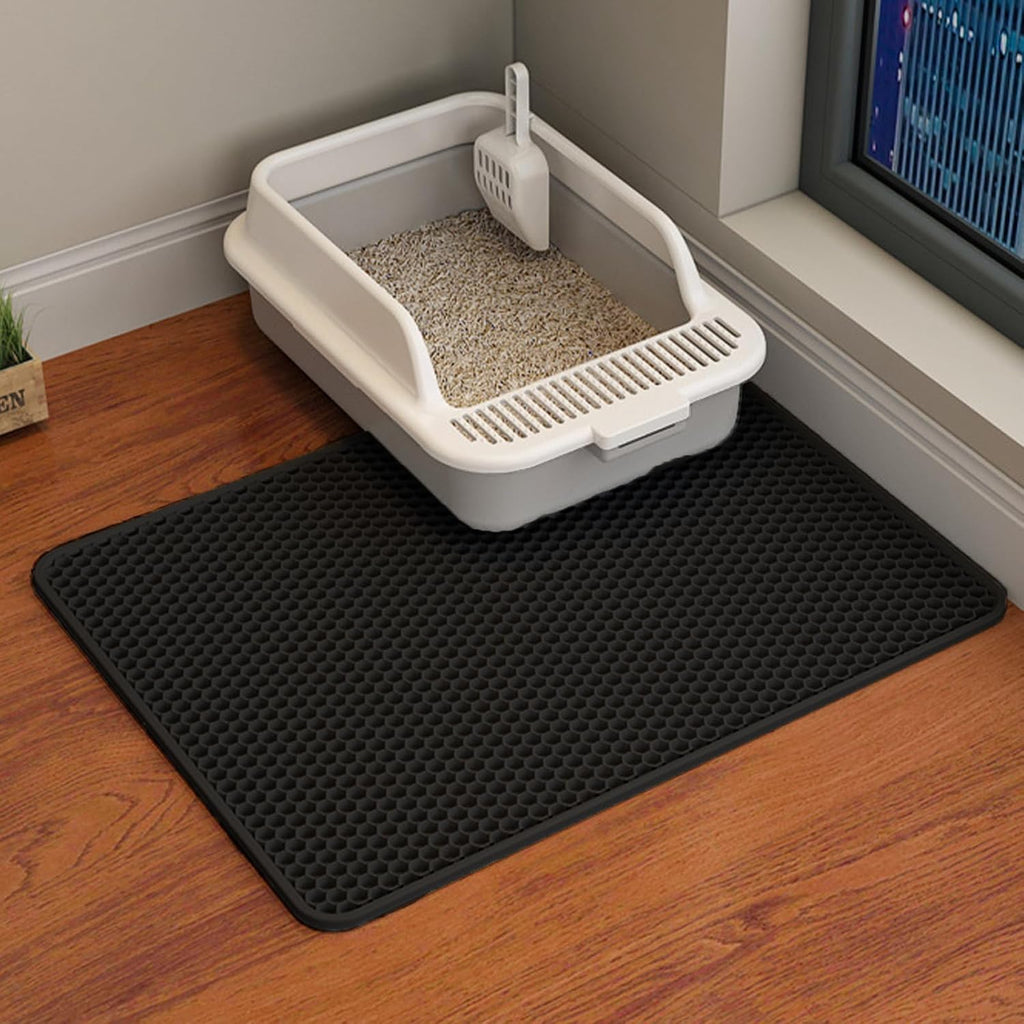 HCY&WLD Cat Litter Mat, 45x26/35x24/30x22/24x18 Inch Double Layer Cat Litter Box Mat, EVA Non-Slip, Waterproof Urine Proof Cat Litter Catcher Mat, Easy Clean Scatter Control (35x24 Inch, Khaki) - Image 15