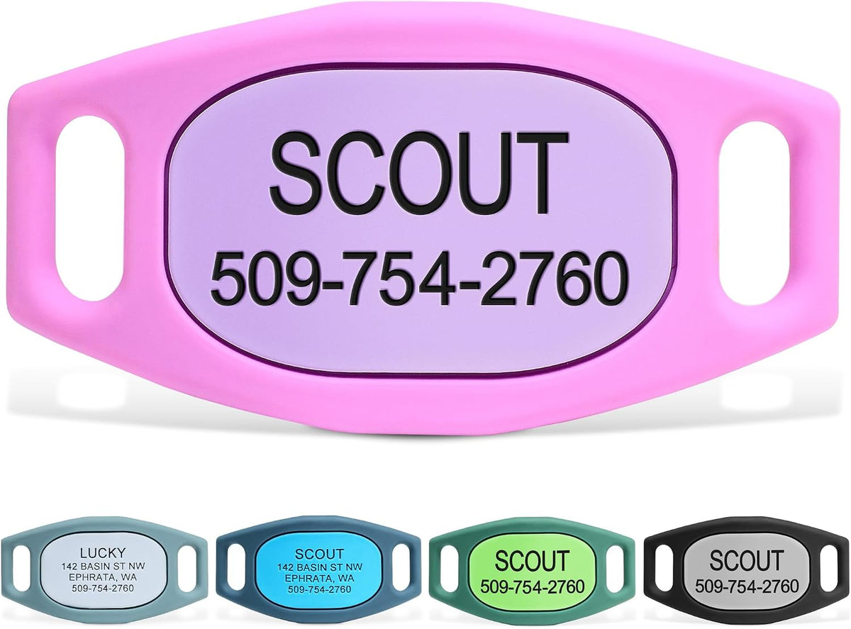 GoTags Silent Dog Tag, Personalized Engraved Silicone and Cat Name Pet ID Tags, Soundless Quiet Slide On Nameplate for Collars, No More Jingling Tags (Gray, Large) - Image 11