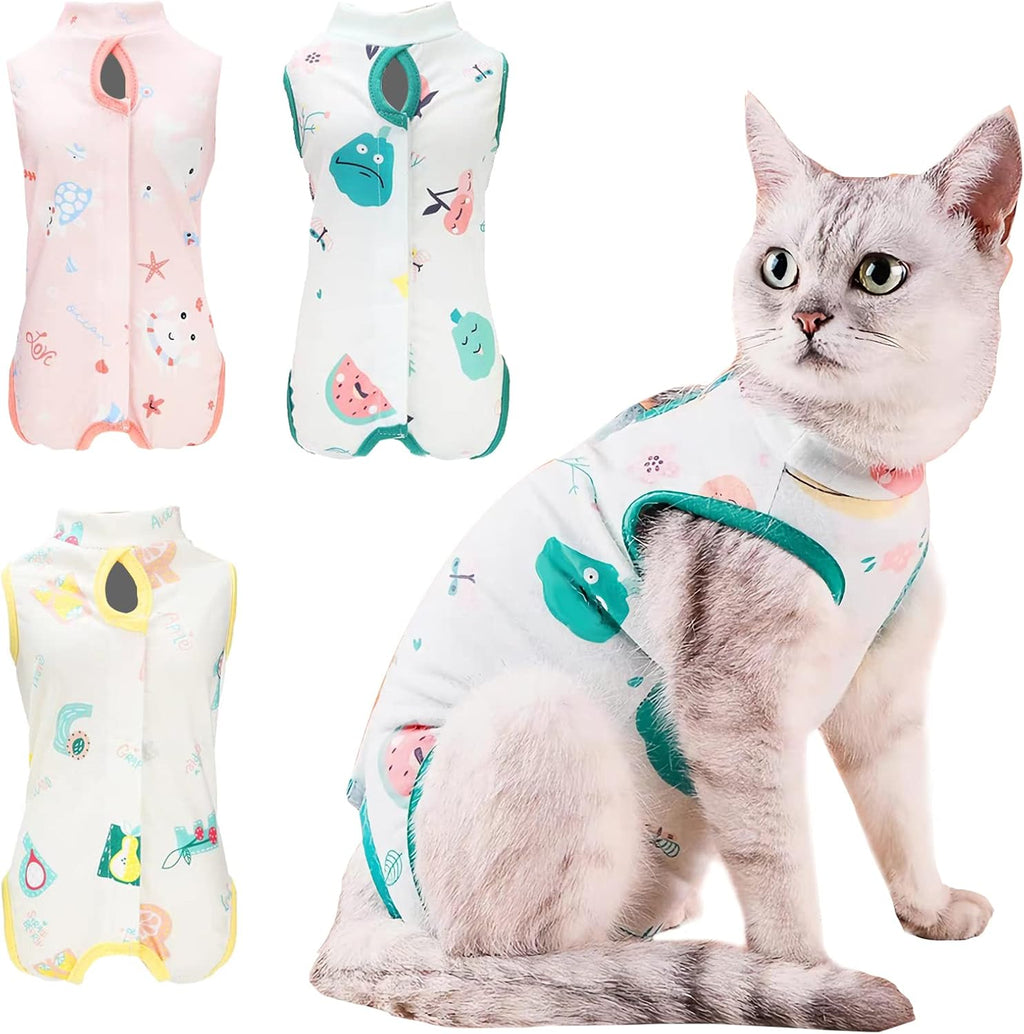 GCVOPTON cat recovery suit xl size front view on a large breed cat