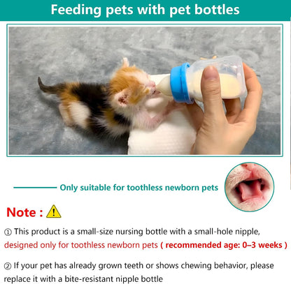 Pet Feeding Bottle and Syringe Set for Puppies and Kittens(1 Bottles,2 Syringes,6 Nipples), Pink - Image 3
