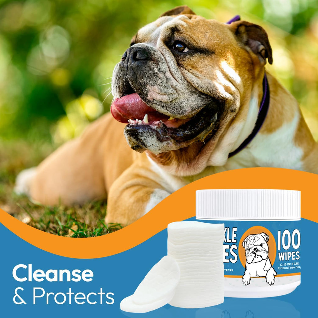 Bulldog Wrinkle Wipes for Dogs - Deodorizing & Soothing with Honeysuckle Extract - Non-Irritating, Cleans Wrinkles, Folds, Paws & Tail Pockets - for Bulldogs, Pugs & Frenchies (100 Count) - Image 9