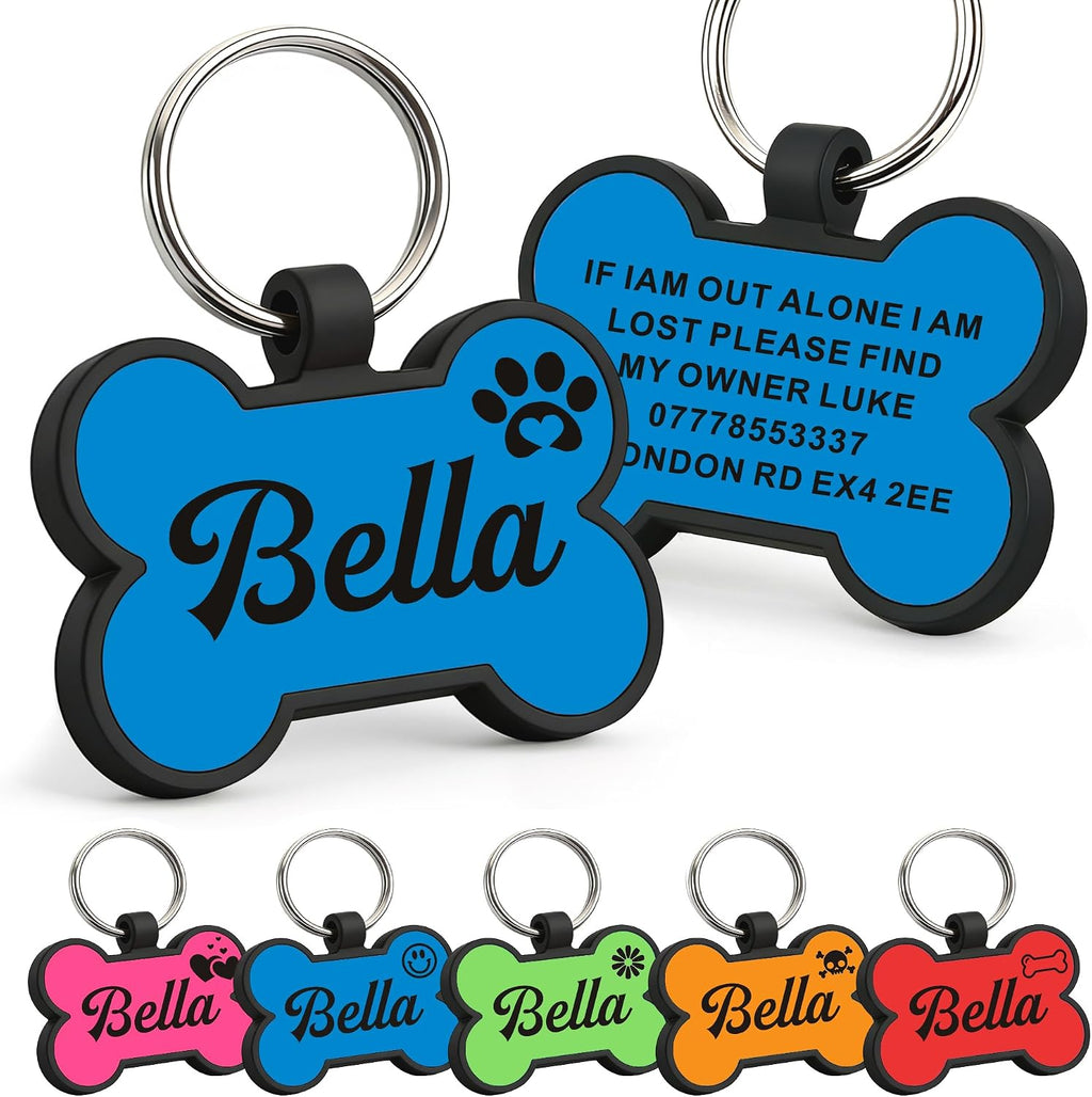 EDSG noise free bone shaped pet name tag for collars