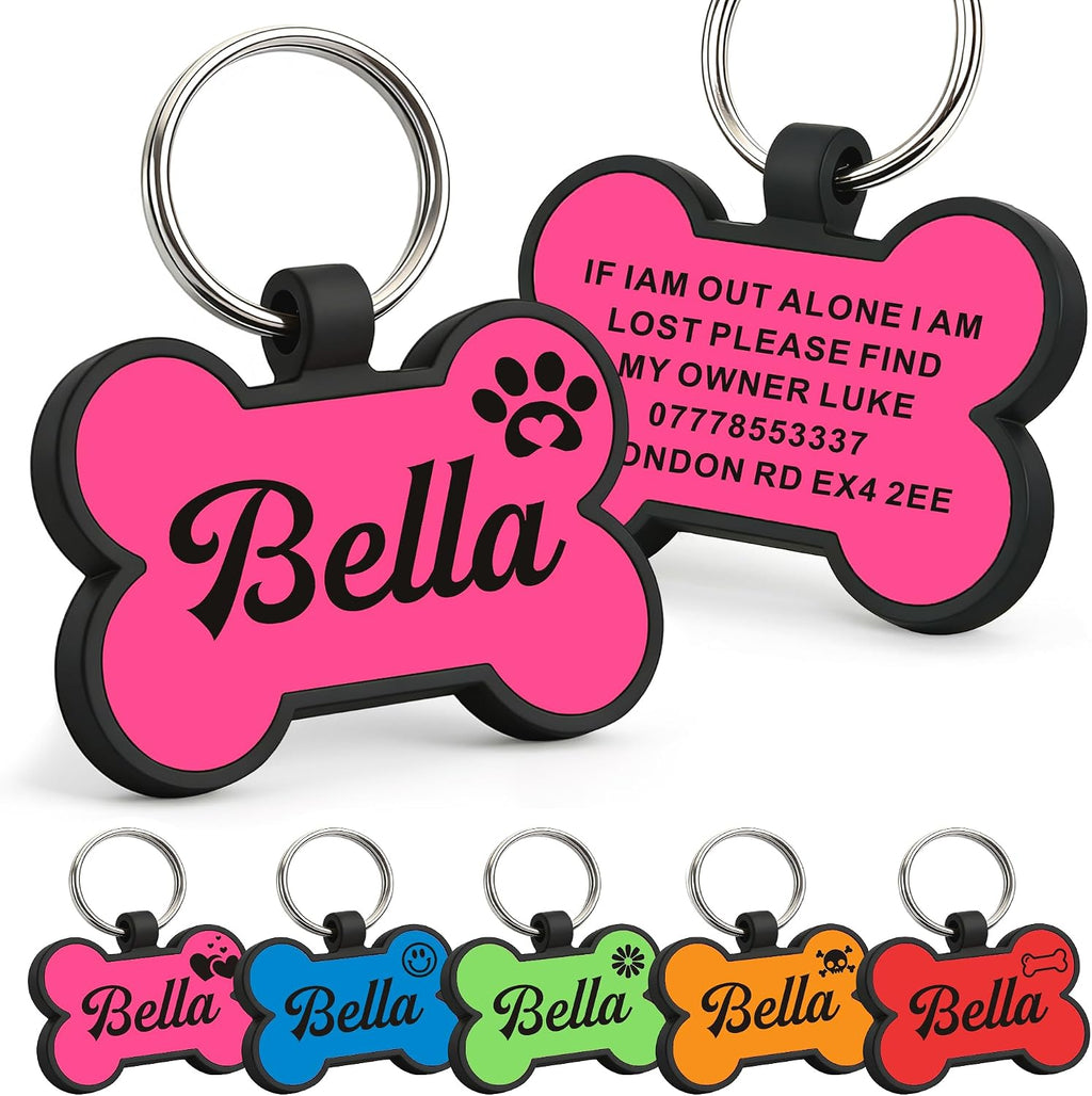 Dog Tags Personalized for Pets Silicone Dog Tag Dog Name Tags Personalized Dog Tags Custom Dog Tags Dog ID Tags Personalized Silent Dog Tag Engraved with Any Text (Pink Bone) - Image 13
