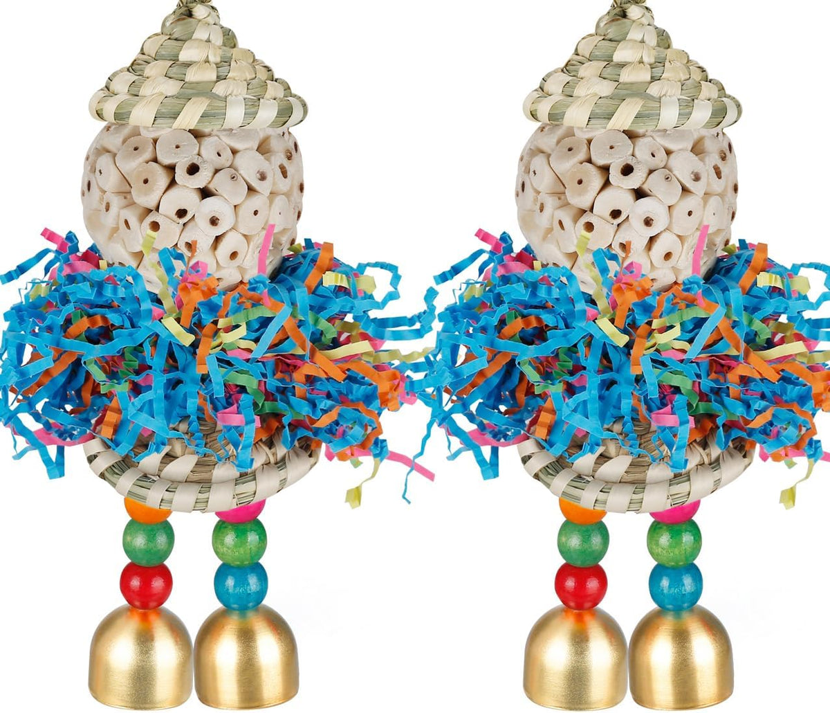 BBjinronjy Bird Toys,2PCS Hanging Natural Soft Sola Ball Beak Chew Shred Forage Toys for Parrots,Cockatiel,Conure,Love Birds,Parakeets,Budgie and Other Small Birds - Image 9