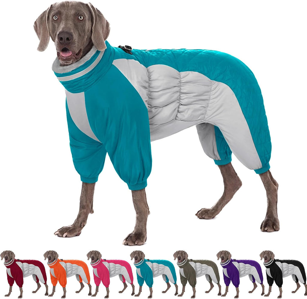 AOFITEE Fullbody Dog Coat Warm Fleece Dog Jacket, Windproof Dogs Winter Coat with Harness Built in, Reflective Turtleneck Dogs Snowsuit Puffer Jacket, Four Legged Snow Suit for Small Medium Large Pet - Image 1