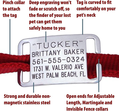 Deep engraved custom pet identification tag large size.