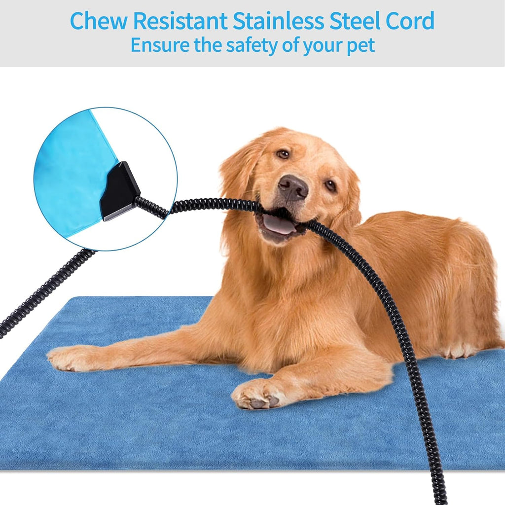 Cat heating mat showing the internal seven layer fire resistant protective structure.
