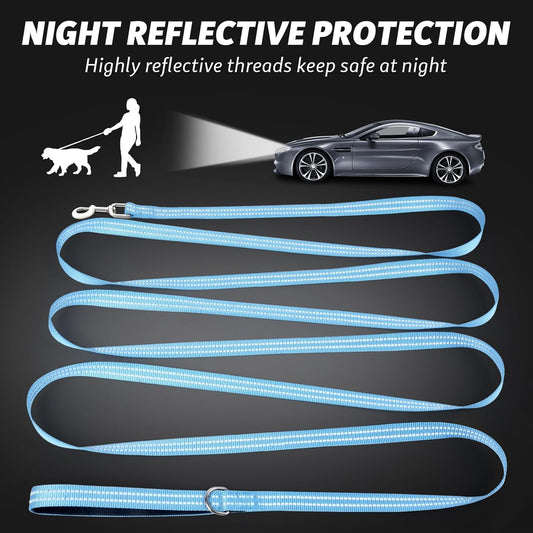 XiaZ ten foot blue nylon leash close up padded handle.