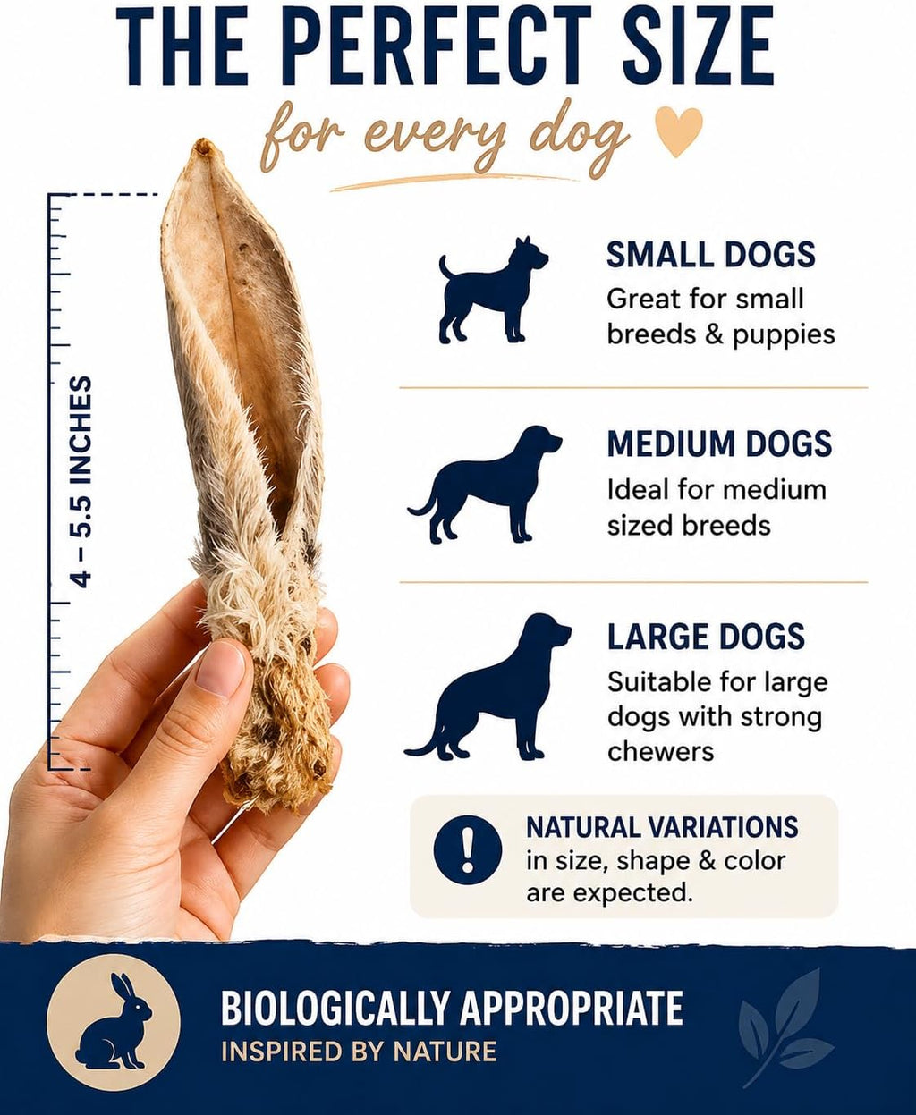 Healthy single ingredient rabbit ear chew for pets