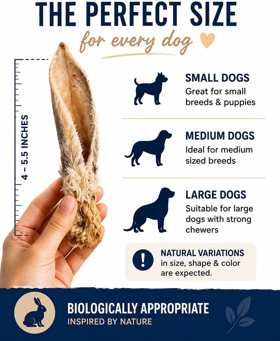 Healthy single ingredient rabbit ear chew for pets