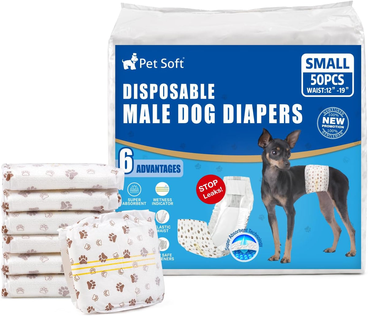 Pet Soft Dog Diapers Male - Disposable Male Dog Wraps Wetness Indicator, Ultra Absorbent Doggie Diapers Comfortable for Incontinence Excitable Urination, 50pcs XSmall - Image 13