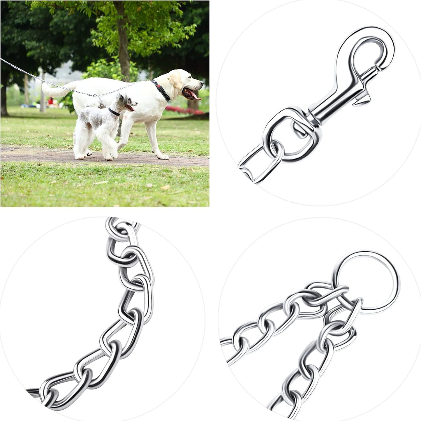 Pettom silver double dog clip leash coupler rust resistant pet gear
