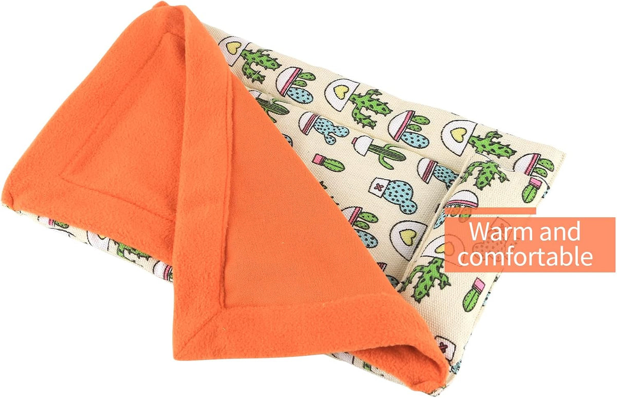 Reptile pet resting inside the soft breathable orange sleeping bag