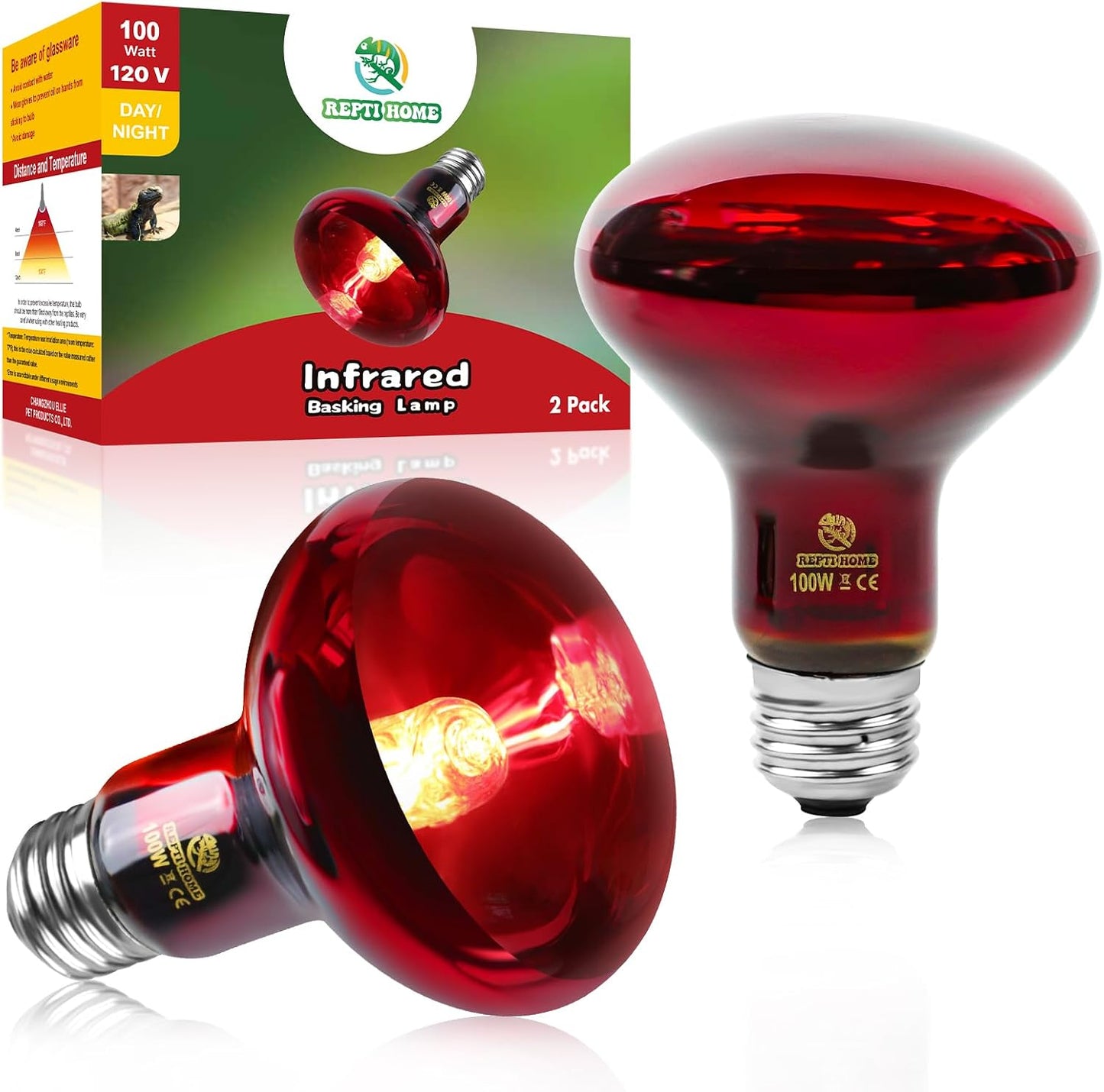 Infrared Reptile Heat Lamp Bulbs,2 PCS 50W Reptiles & Amphibians Infrared Basking Spot Lamp Bulb, Red Heat Emitter Light for Chickens Coop - Image 9