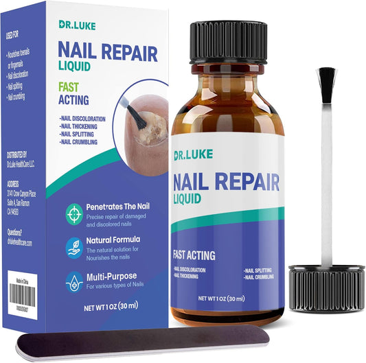Dr. Luke Nail Repair Liquid front view for damaged nail treatment.
