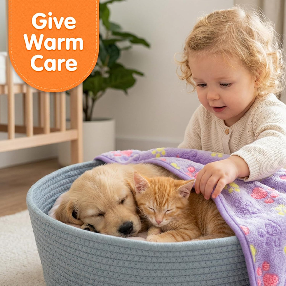 Moheaaei small dog fleece blanket being used to cover a small puppy