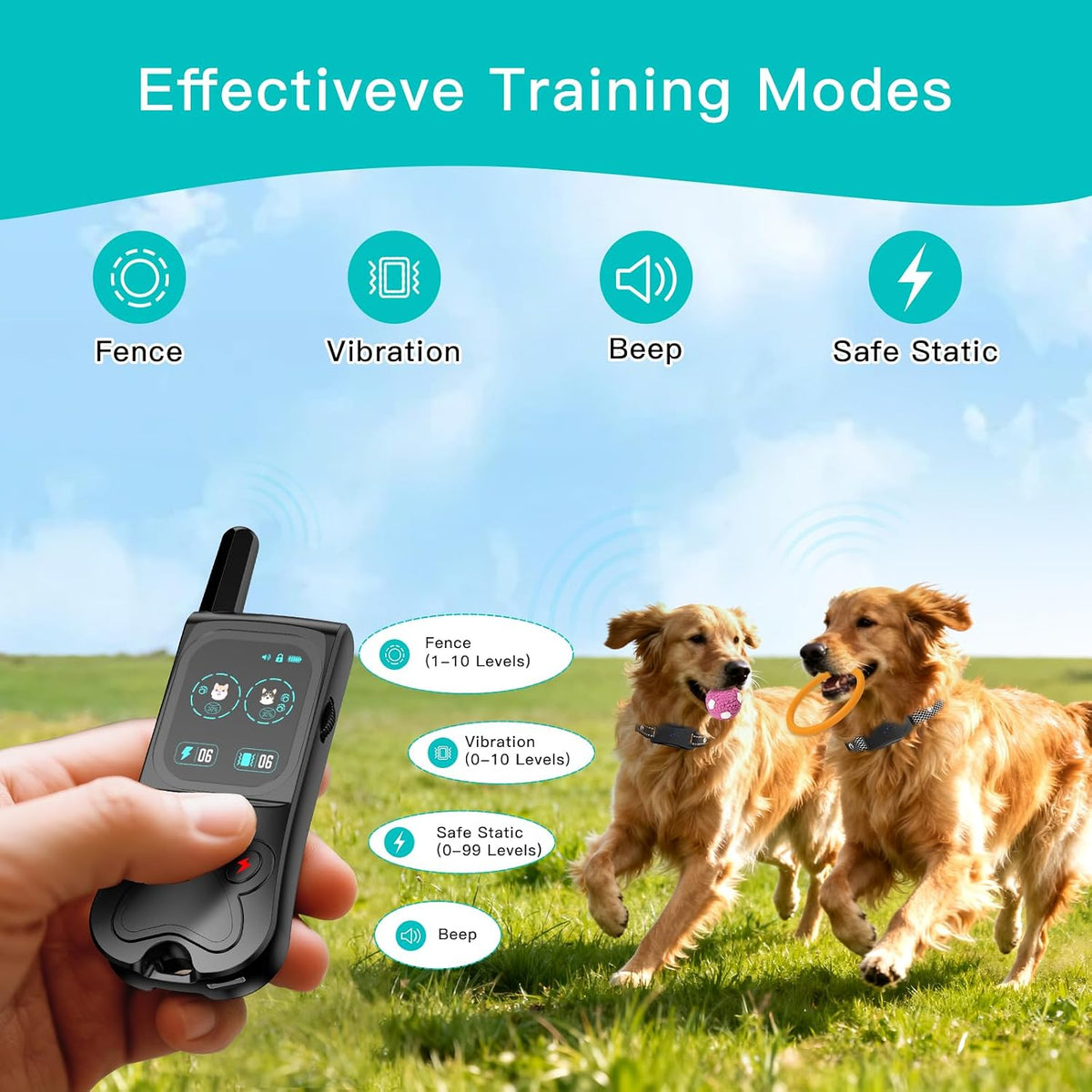 Ecoluminor portable pet containment system receiver collar and transmitter set