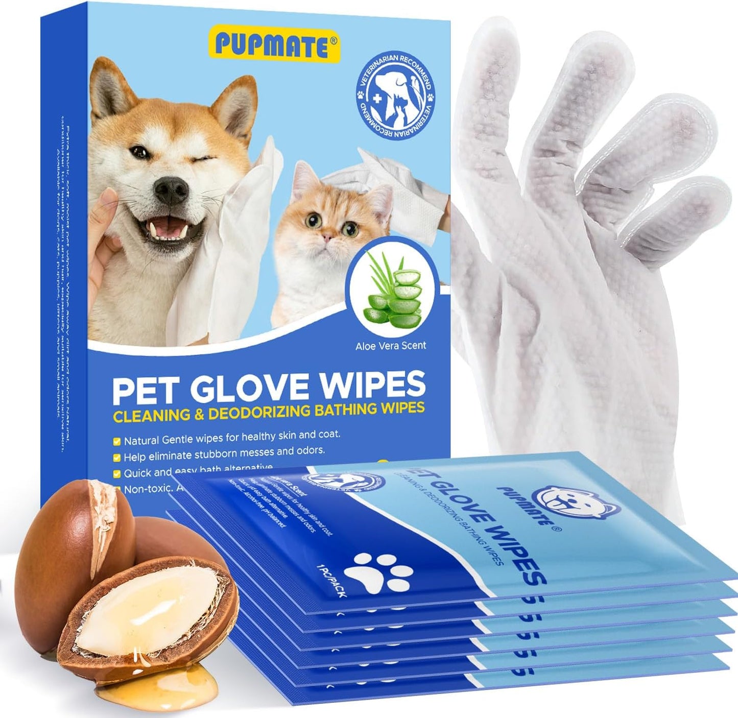 Pupmate premium hypoallergenic waterless bath wipes for daily pet care