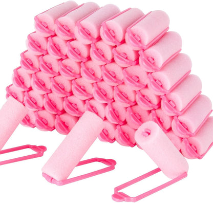 MAQIHAN foam hair rollers front view set of forty pink sponge curlers.