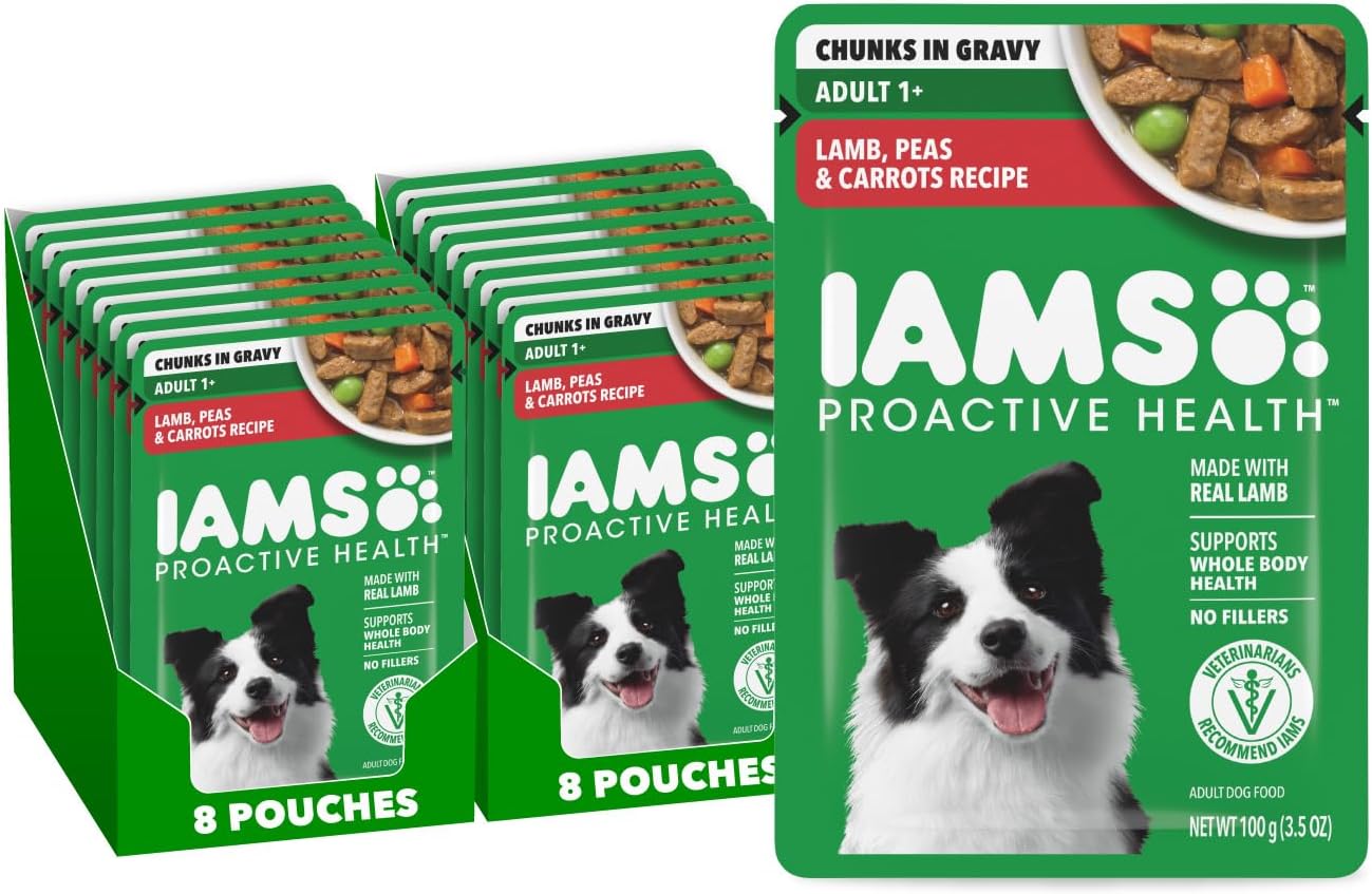 IAMS Proactive Health Adult Wet Dog Food, Beef, Peas and Carrots Recipe, 3.5 oz. Pouch (16 Count, Pack of 1) - Image 11