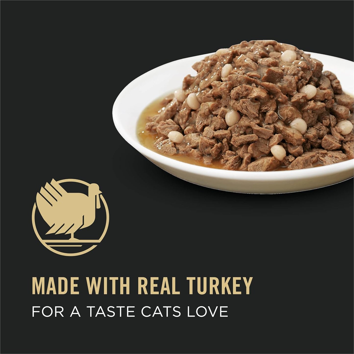 Purina Pro Plan Complete Essentials turkey and pasta in gravy wet cat food ingredient panel view