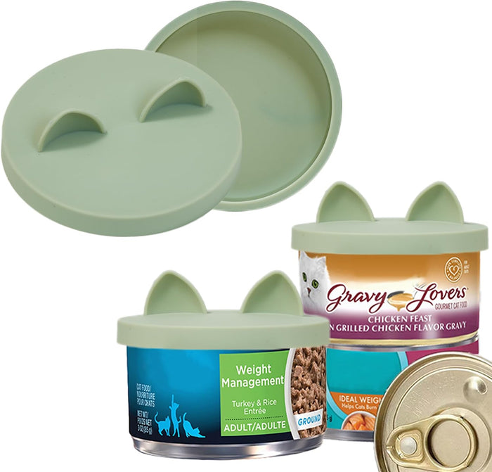 OHMO Cat Food Can Lids for 3oz Small Pet Cans, 2pcs, Sage Green - Image 1