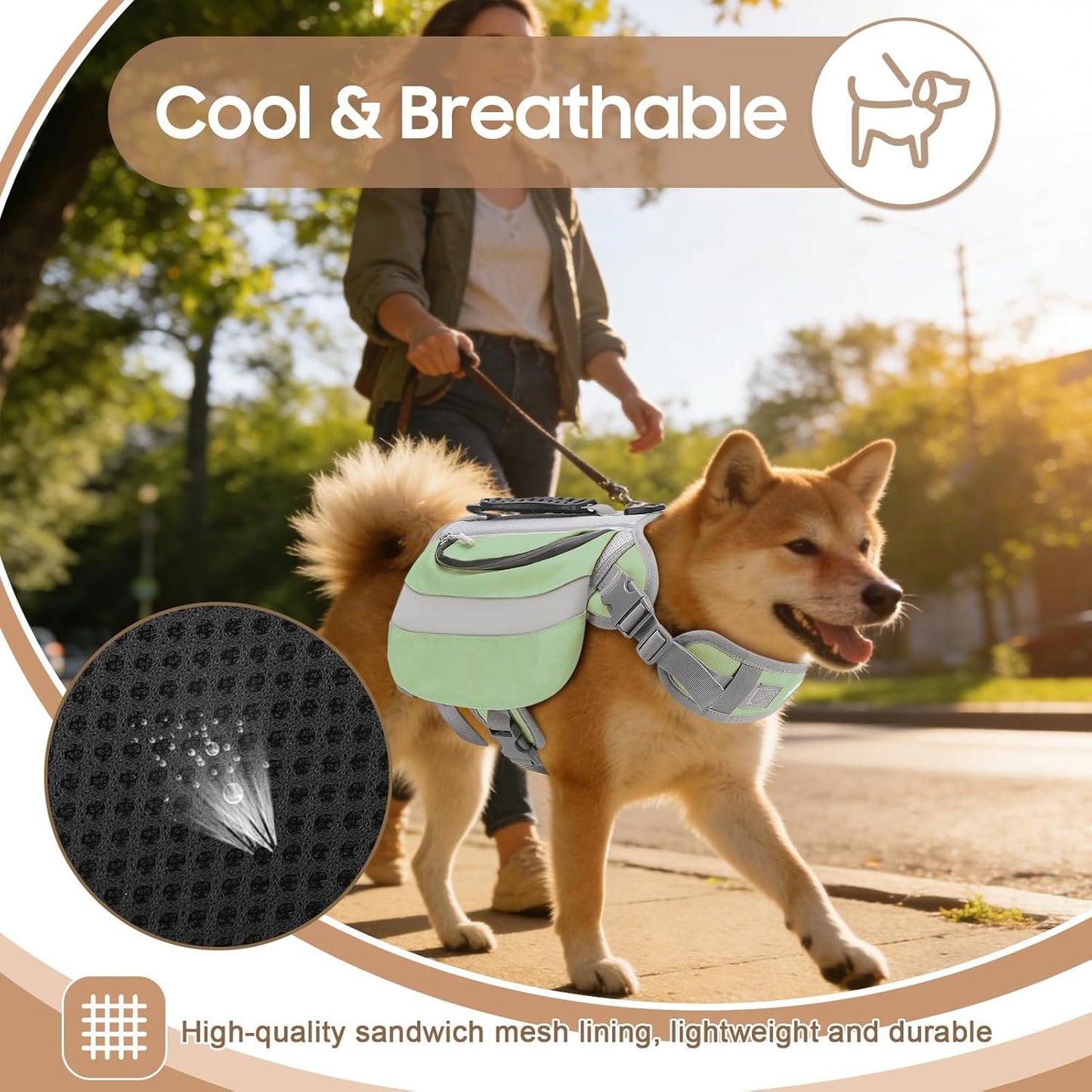 Adjustable abdominal and chest straps on premium Oxford cloth dog vest